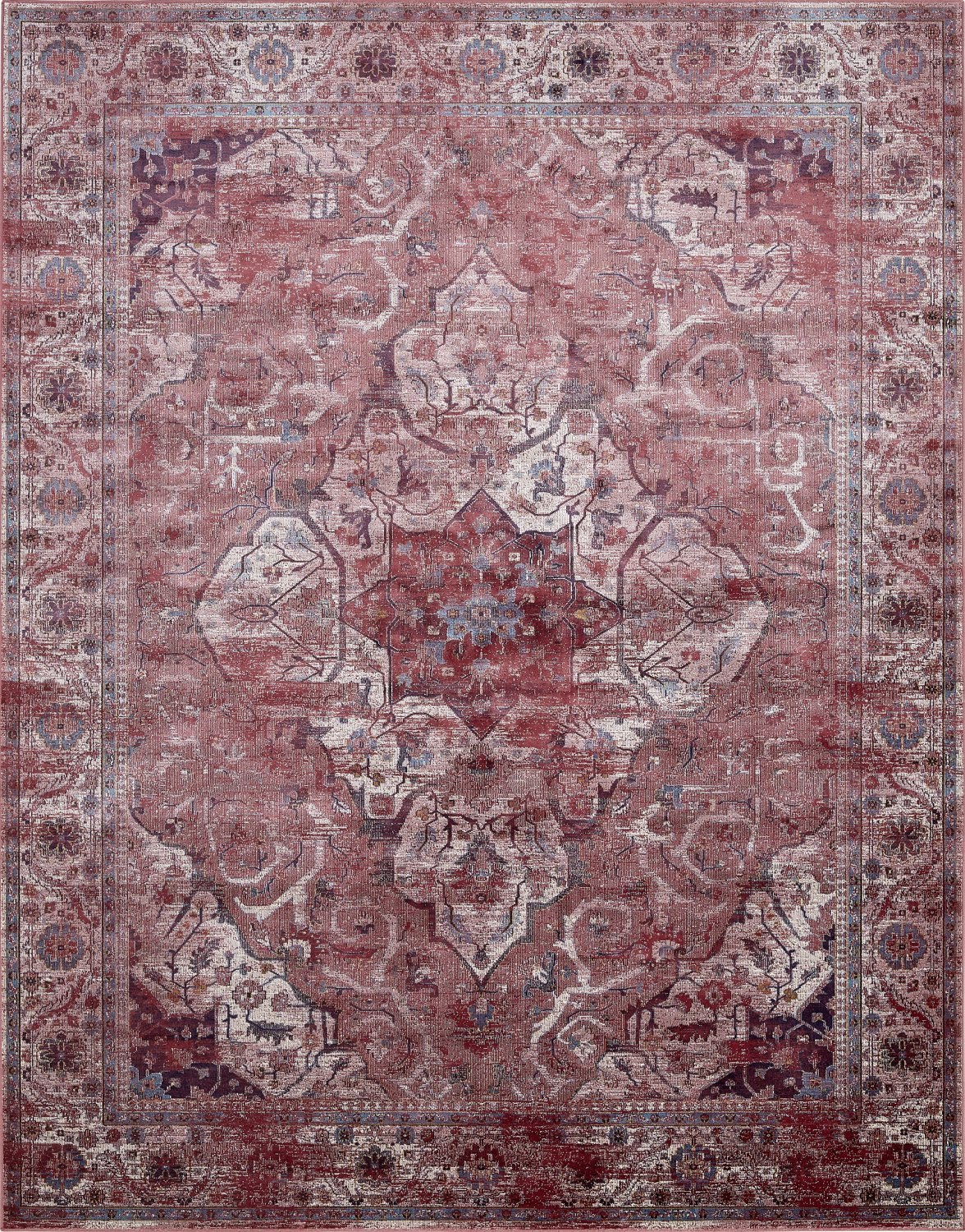 Roter Jacquard-Teppich mit orientalischem Muster | Vartian