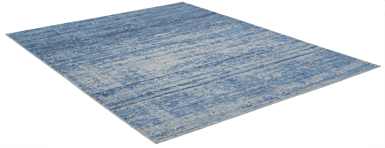 Jacquard-Teppich dunkelblau-grau meliert | Vartian