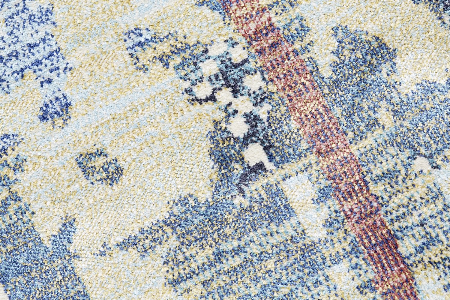 Beige-blauer Webteppich 'Mykonos Colorful': Muster in Nahansicht