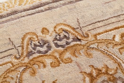 Handgeknüpfter Teppich 'Epoch Taupe Gold': Muster in Nahansicht