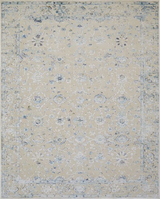 Silbergrau-blauer Teppich mit orientalischem Muster