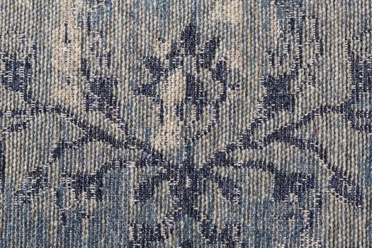 Jeansblau-grauer Jacquard-Teppich 'Stockholm natural grey jeans blue': Detailansicht