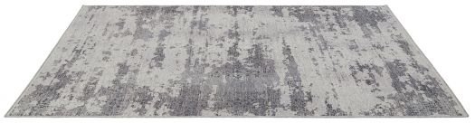 Grauer Jacquard-Teppich 'Stockholm natural grey': Seitenansicht