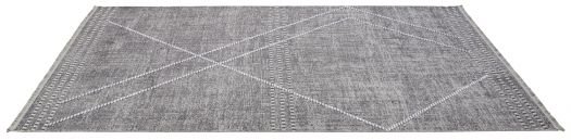 Dunkelgrauer Teppich 'Maroc grey': Seitenansicht