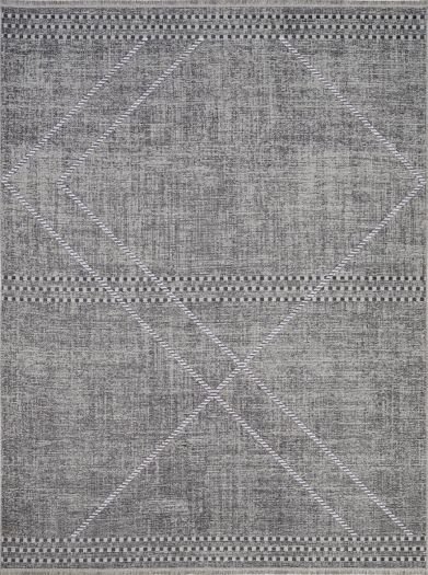 Dunkelgrauer Jacquard-Teppich "Maroc_grey" mit hellem Linienmuster