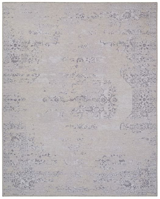 Hellgrauer Vintage-Teppich mit orientalischem Muster (Jacquard-Technik)