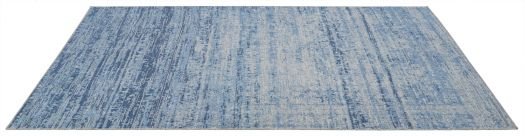 Dunkelblau-grau melierter Jacquard-Teppich 'Oslo natural grey jeans blue': Seitenansicht