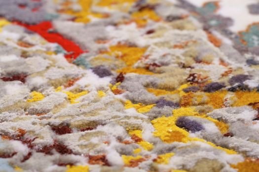 Handgeknüpfter Teppich 'Garden White Bloomy': Muster in Nahansicht